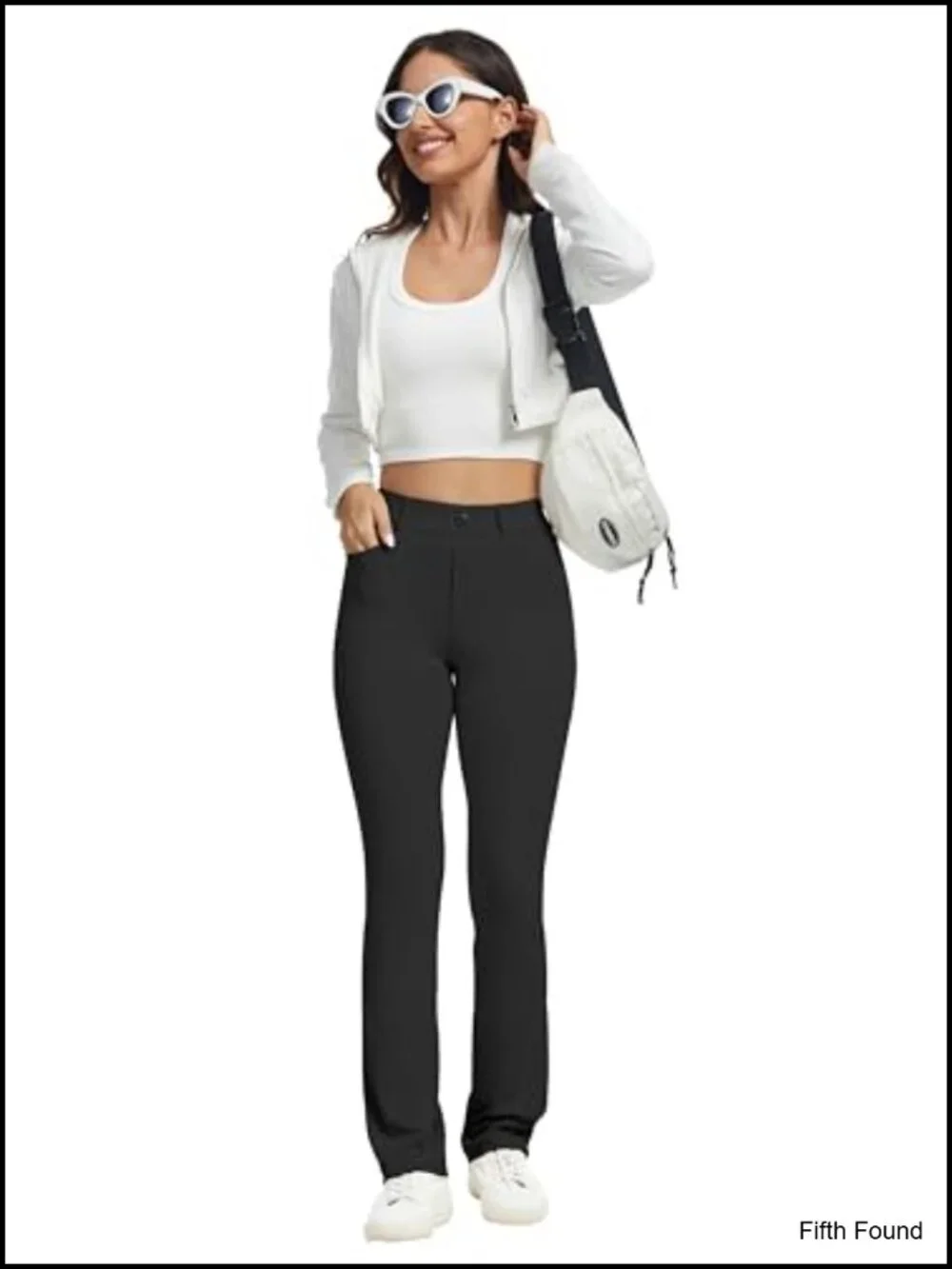 Stretchy Yoga Dress Pants High Rise Straight Leg with Pockets Casual